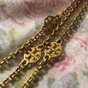 Tory Burch 3 part logo necklace gold